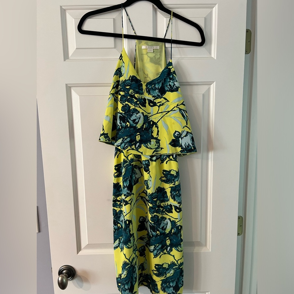 Floral Yellow and Teal Dress